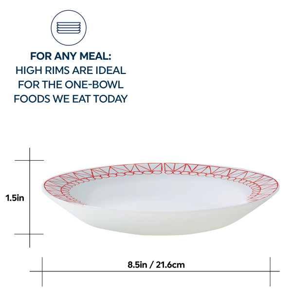 Everyday 21.6cm Meal Bowl 4pk Graphic Stitch