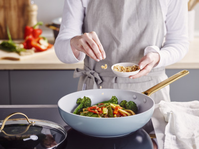 Padova Smokey Blue Covered Wok 28cm/3.7L