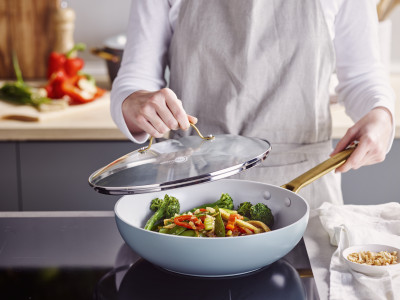 Padova Smokey Blue Covered Wok 28cm/3.7L