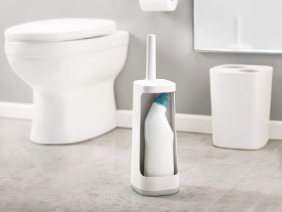 Flex Silicone Toilet Brush With Storage - White
