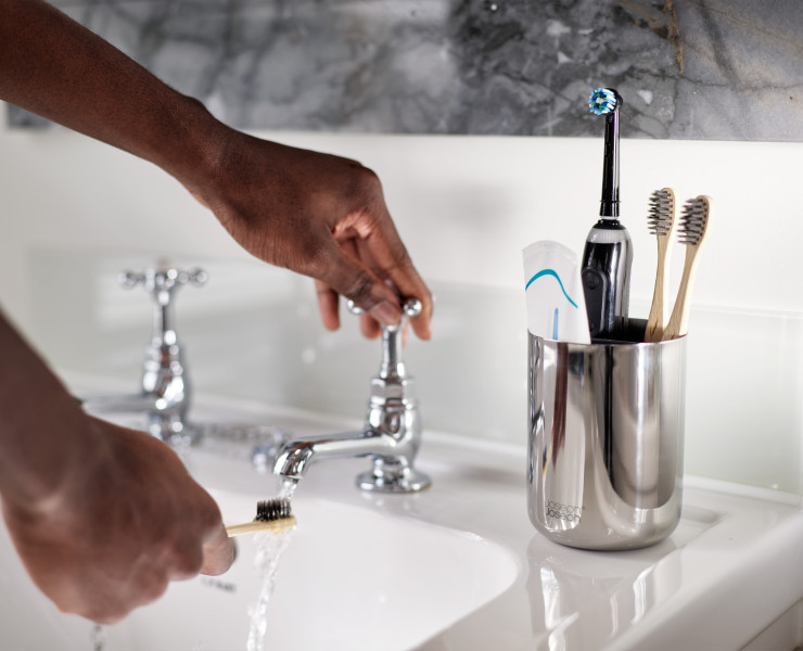 EasyStore Luxe Toothbrush Caddy - Stainless Steel