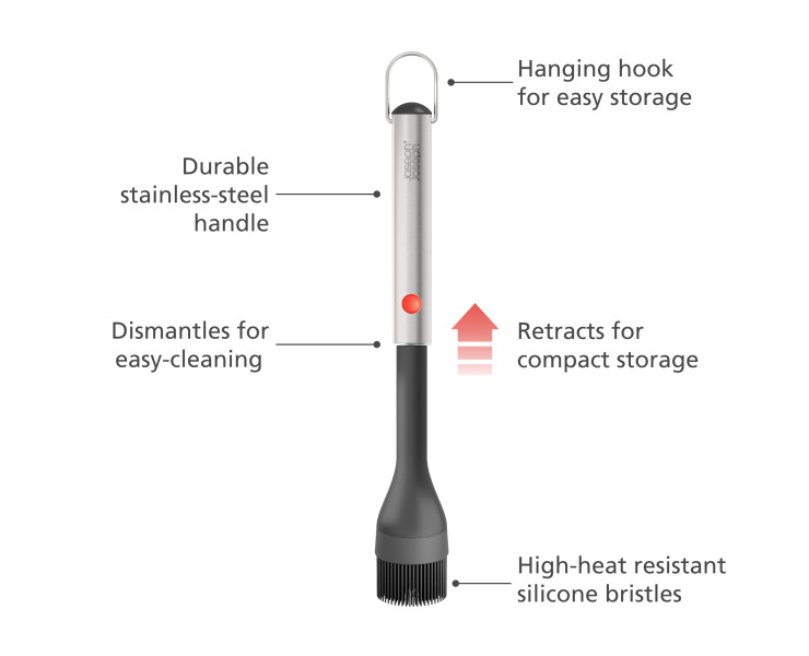 GrillOut BBQ Silicone Basting Brush with retractable head