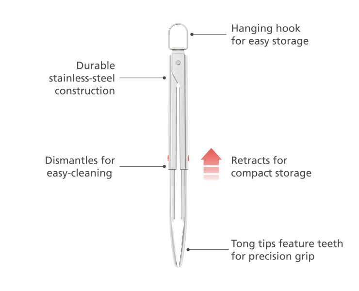GrillOut BBQ Tongs with retractable arms