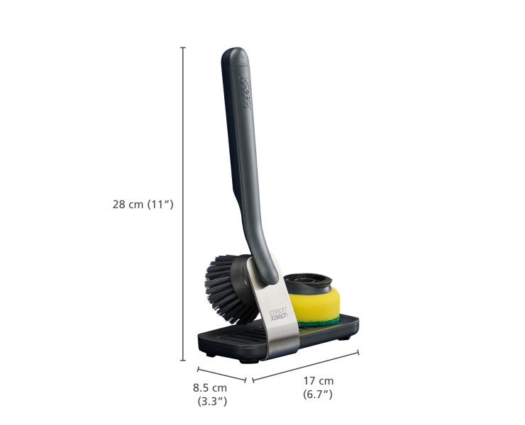 SinkTech Dish brush and sponge set with large stainless-steel storage stand