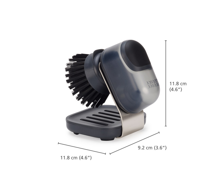 SinkTech Soap-dispensing palm brush with stainless-steel storage stand