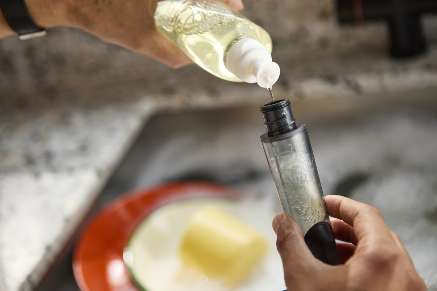 SinkTech Soap-Dispensing Dish Brush with Storage Stand