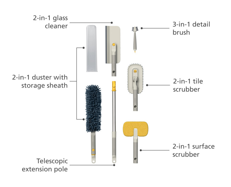CleanTech Deep Cleaning Set with Extension Pole