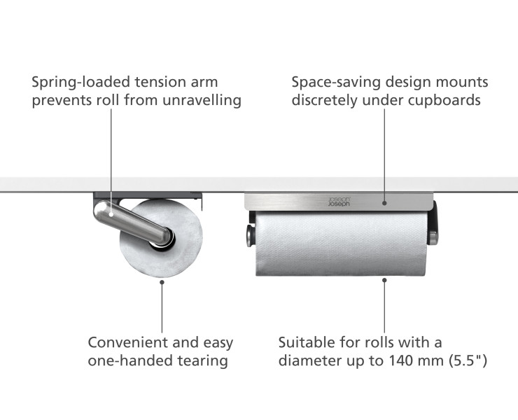 RollGrip Under-shelf easy-tear kitchen roll holder
