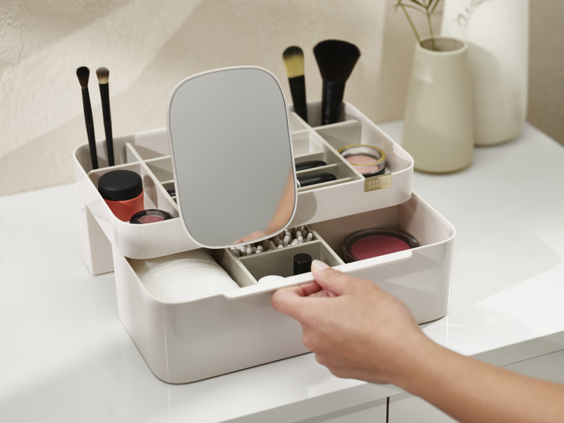 Viva Large Cosmetic Organiser with Removable Mirror - Shell
