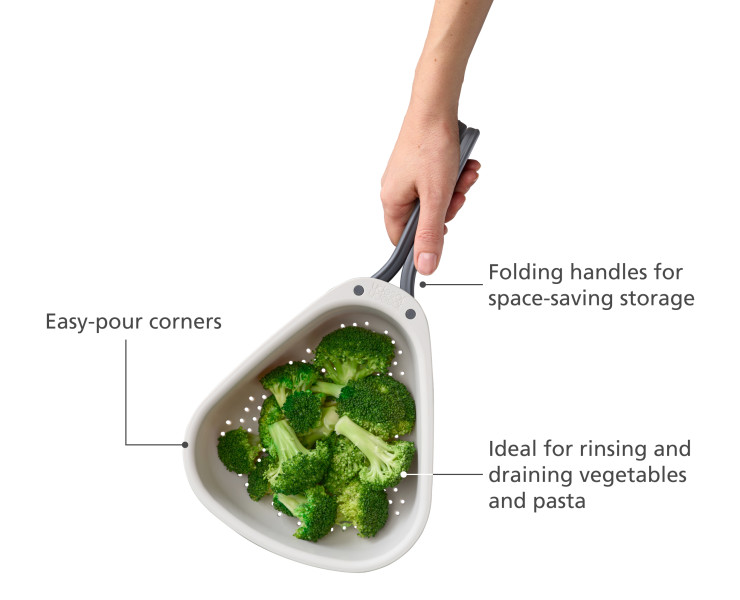 Droplet Compact Colander with folding handles