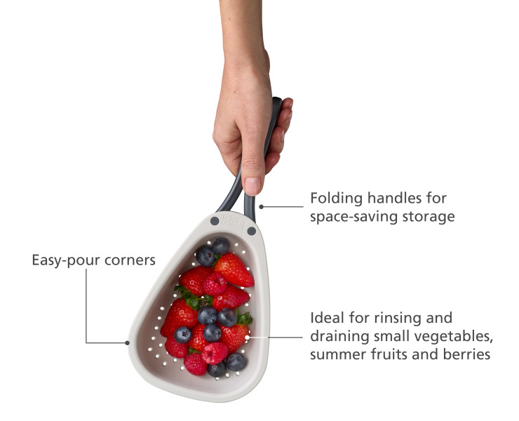 Droplet Mini Compact Colander with folding handles
