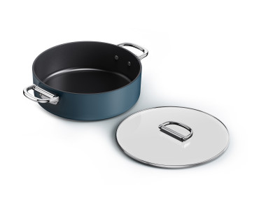 Space 28cm/5qt Non-Stick Induction Shallow Casserole & Lid
