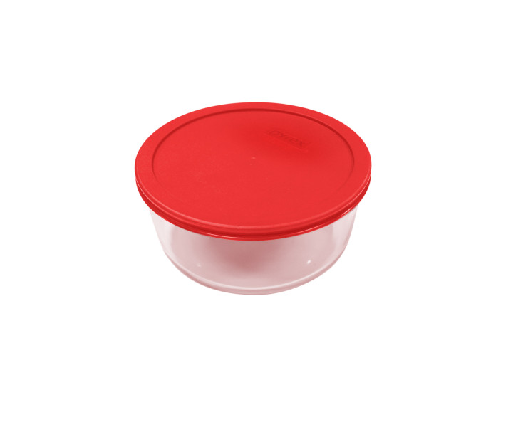 Simply Store™ 2 Cup Round Container with Red Lid - Set 6