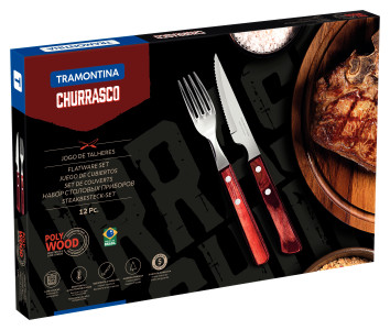 Churrasco Spanish Steak Cutlery 12 Piece Set - Red