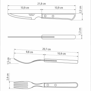 Churrasco Spanish Steak Cutlery 12 Piece Set - Brown