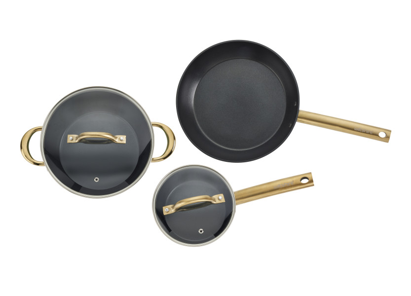 Easycook Basil & Gold Non-stick Cookware 3 Piece Set - Clearance