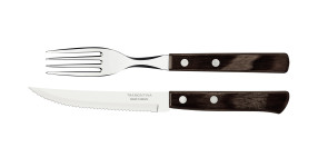 Churrasco Steak Knife Polywood Traditional Steak Set Brown 12pc