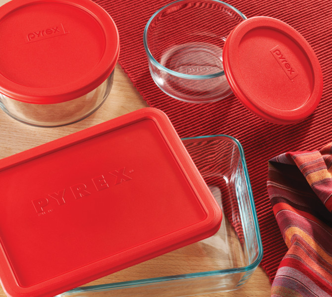 Simply Store™ 6 Cup Rectangle Container with Red Lid - Set 4