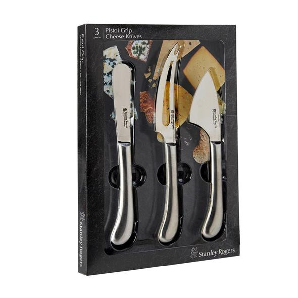 Pistol Grip Stainless Steel 3 Piece Cheese Knife Set