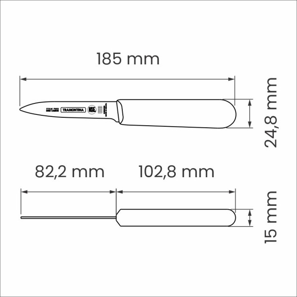 Professional Master Black Paring Knife Straight 3", 8cm