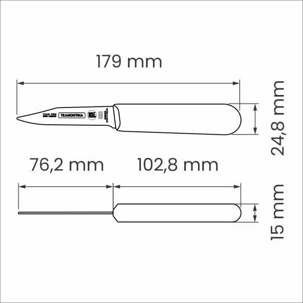 Professional Master Black Paring Knife Tappered 3", 8cm
