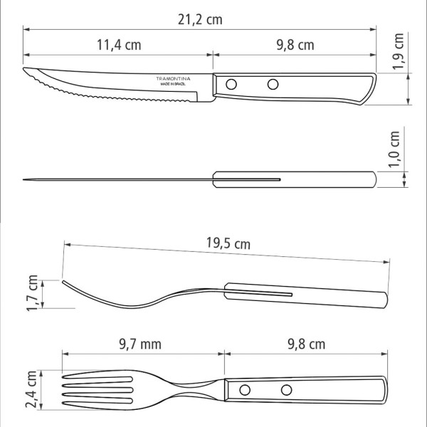Churrasco Steak Knife Polywood Traditional Steak Set Red 12pc