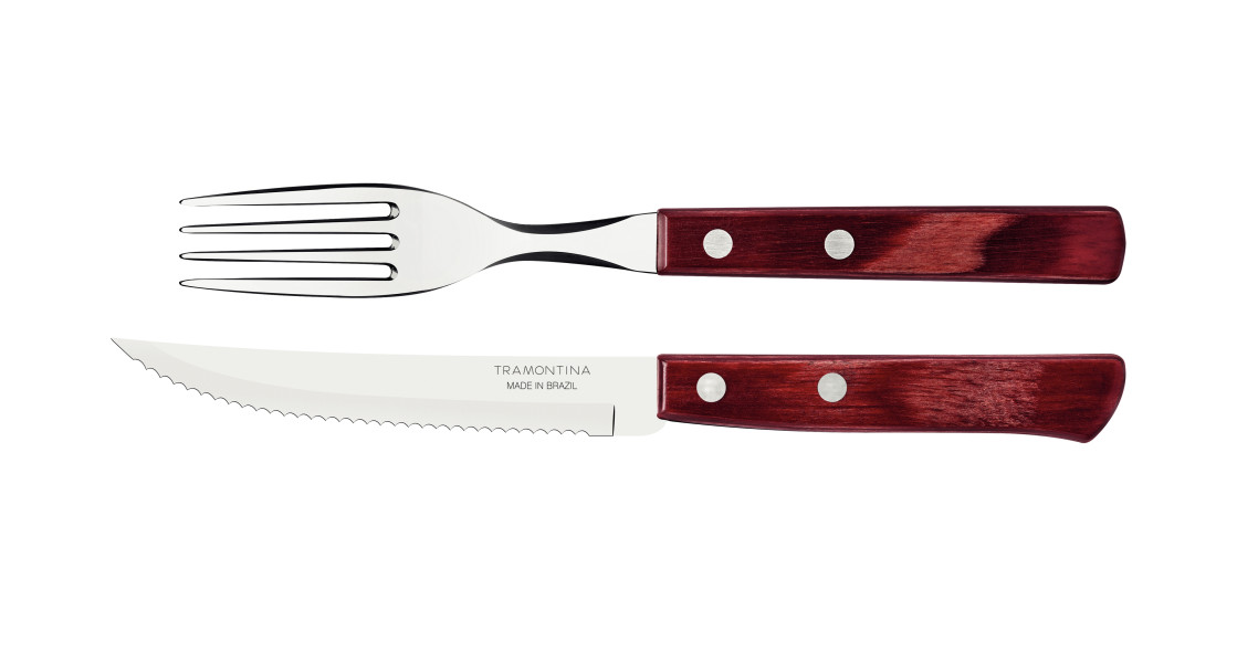 Churrasco Steak Knife Polywood Traditional Steak Set Red 12pc