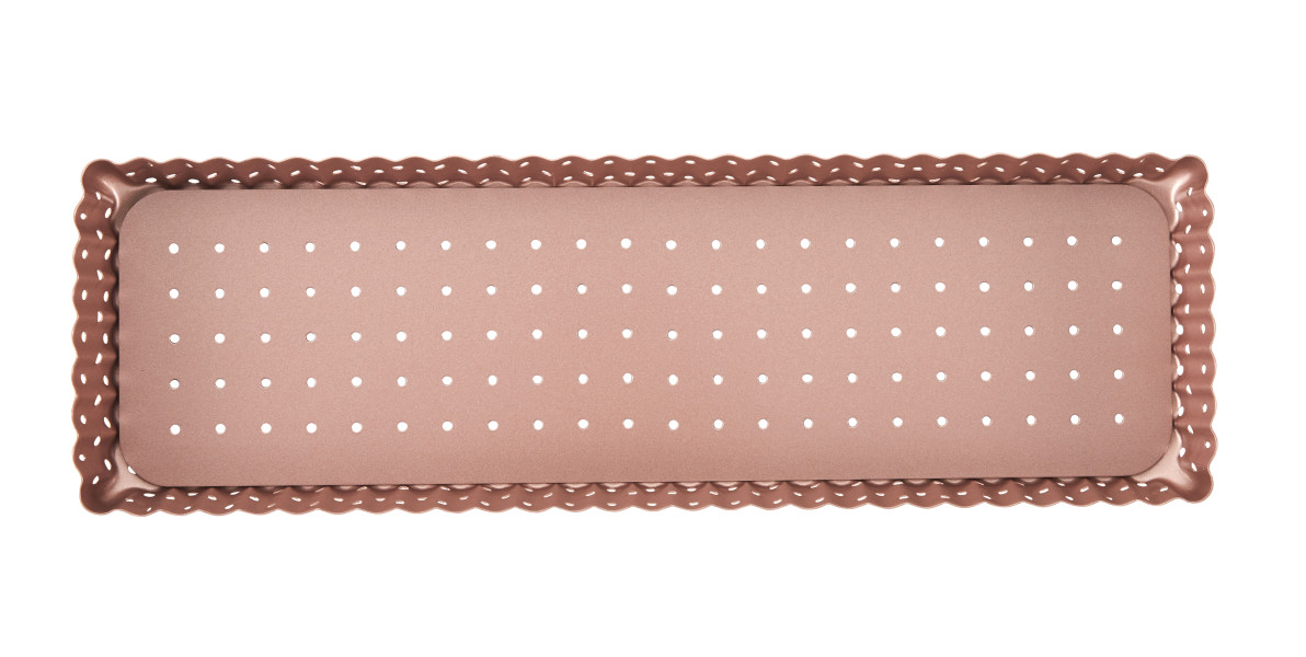 Rose Gold Perforated Rectangle Tart Pan