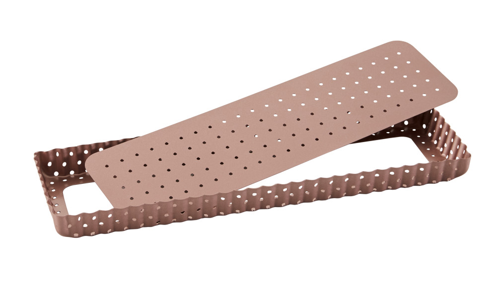 Rose Gold Perforated Rectangle Tart Pan