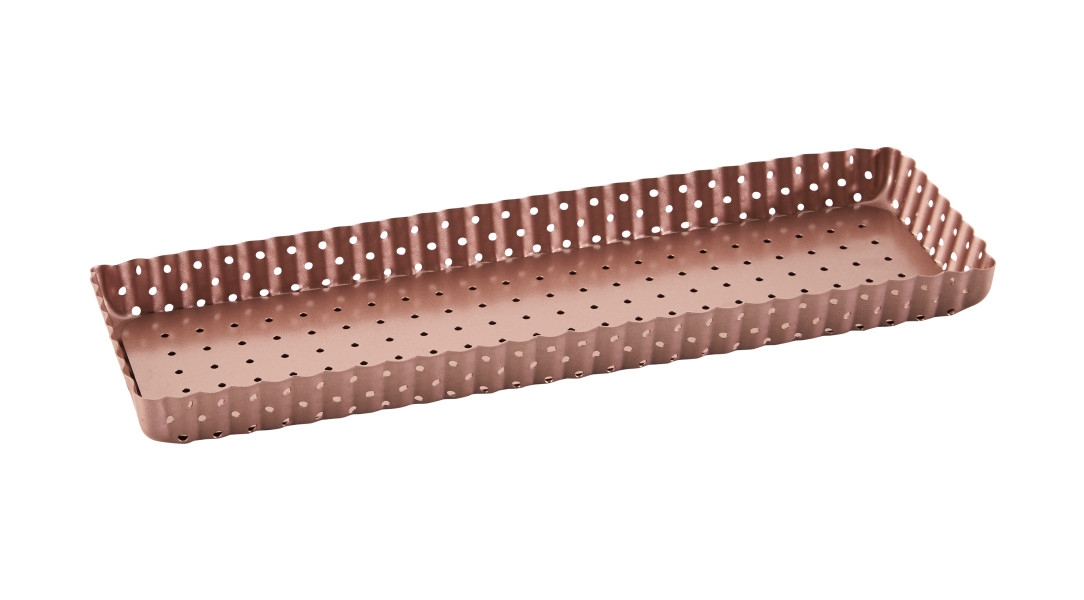 Rose Gold Perforated Rectangle Tart Pan