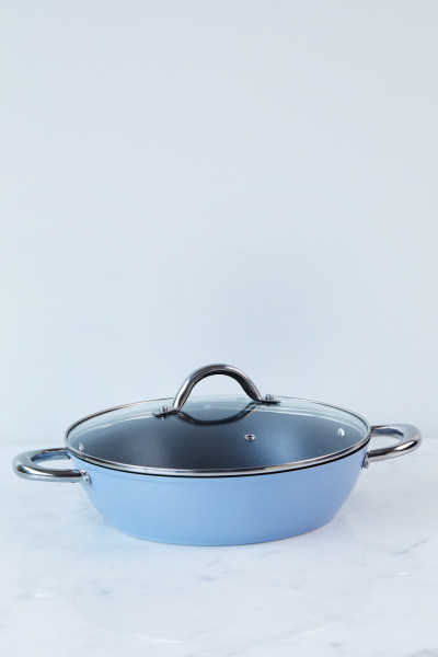 Easycook Blue Non-stick Induction Casserole 28cm3.59l with glass lid